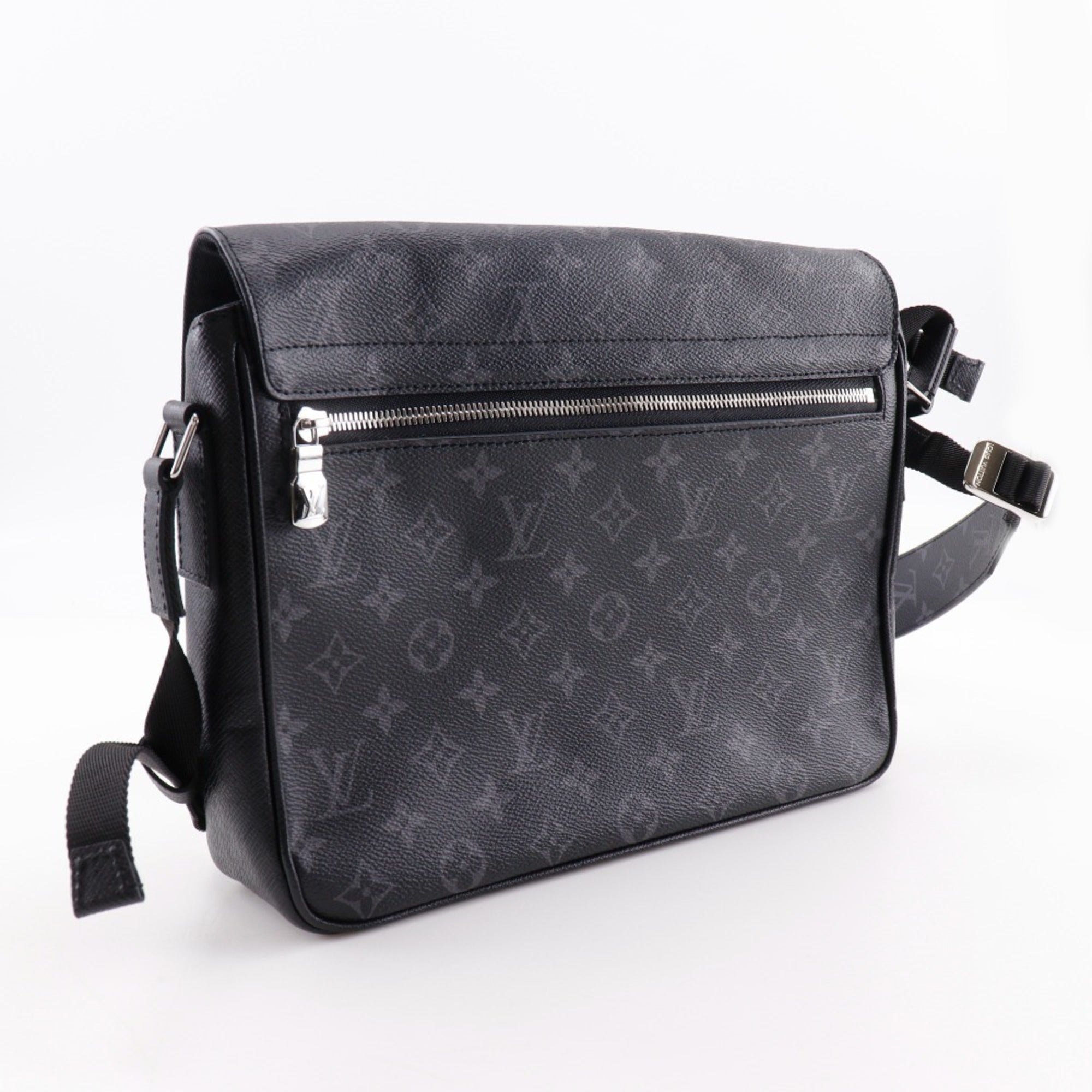 Louis Vuitton Taigalama Shoulder Bag M30746, Taiga x Monogram Eclipse Canvas, Black, A5 Size, Flap, Men's — Like New