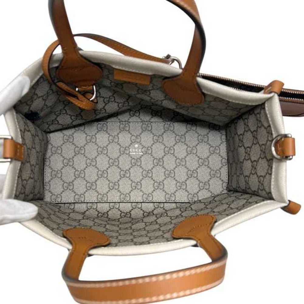 Gucci 2-way print handbag f-25014 beige camel brown 772144 unused canvas and leather 520981 GUCCI tote shoulder bag crossbody women's — New - Store Return