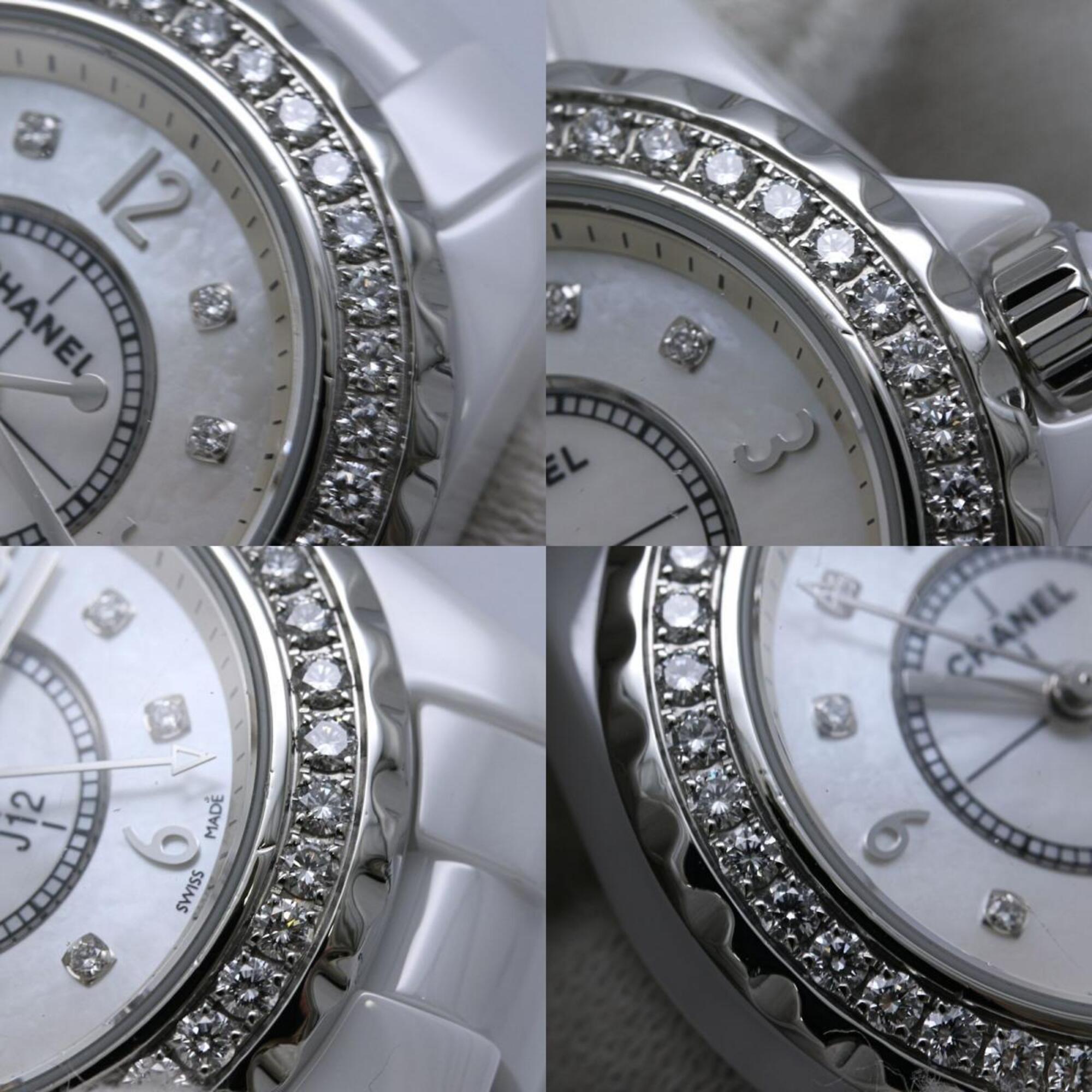 CHANEL J12 Diamond Bezel 8P H2572 Women's Watch White Ceramic x Stainless Steel 40445 — Good