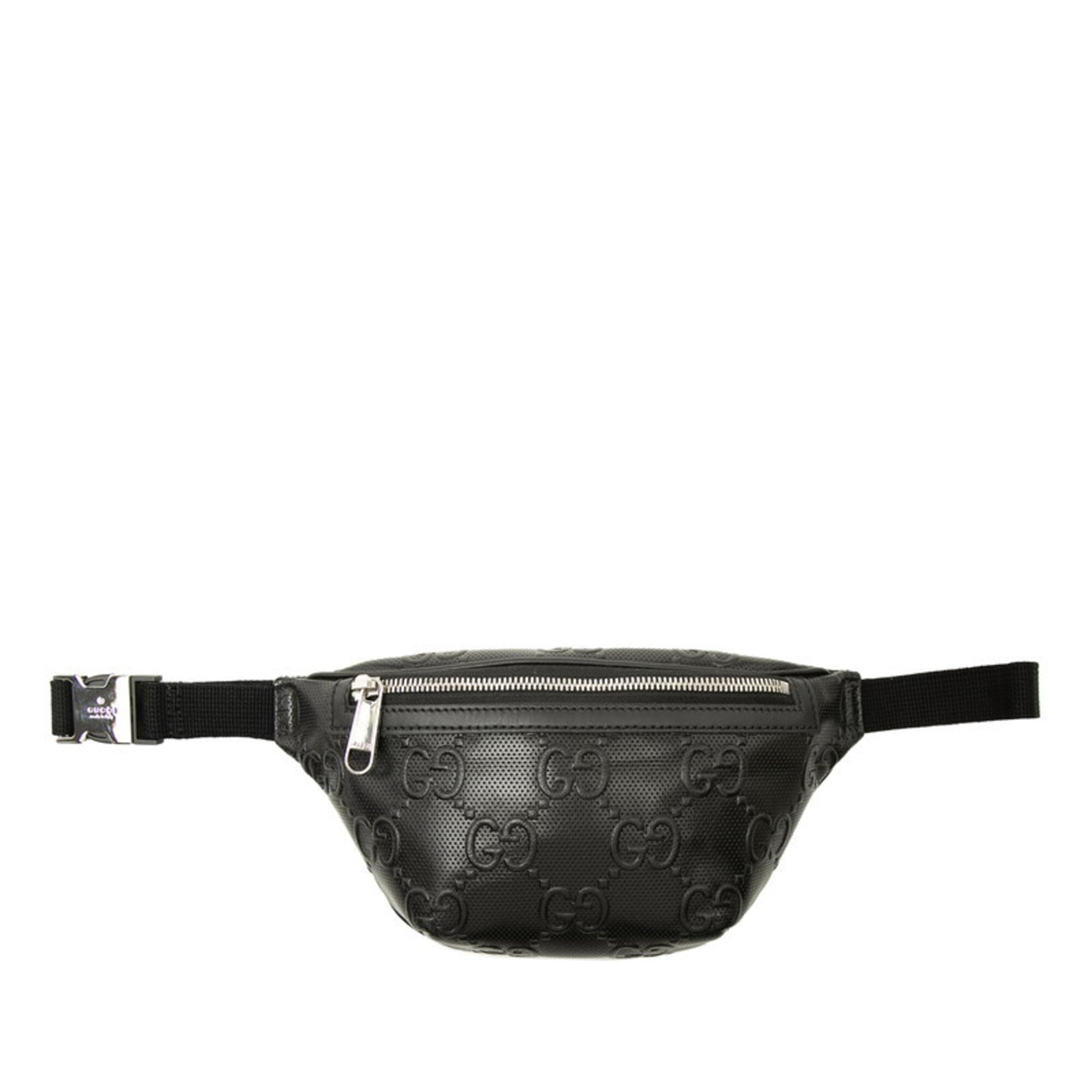 Gucci GG Embossed Waist Bag, Body Crossbody 658582, Black Leather, Women's, GUCCI — Like New