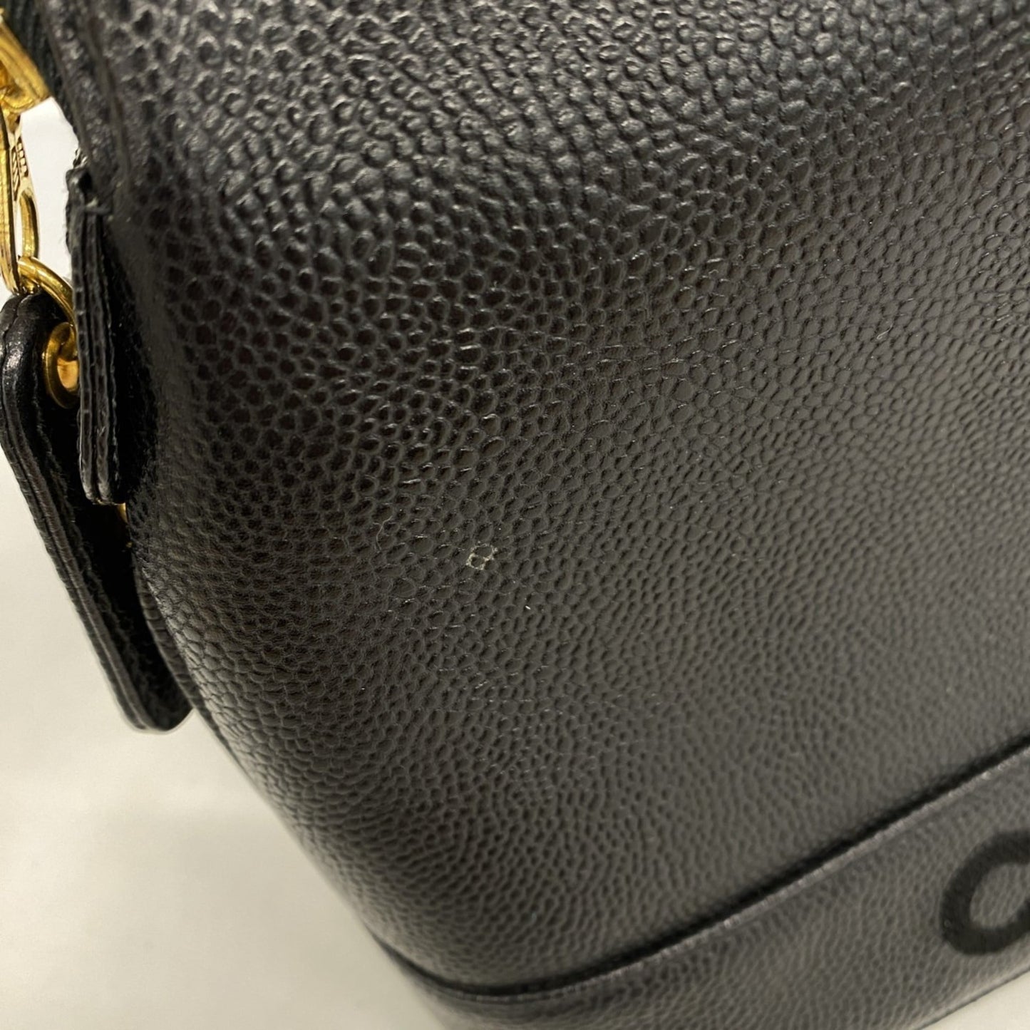 Chanel Shoulder Bag Chain Caviar Skin Black Women's