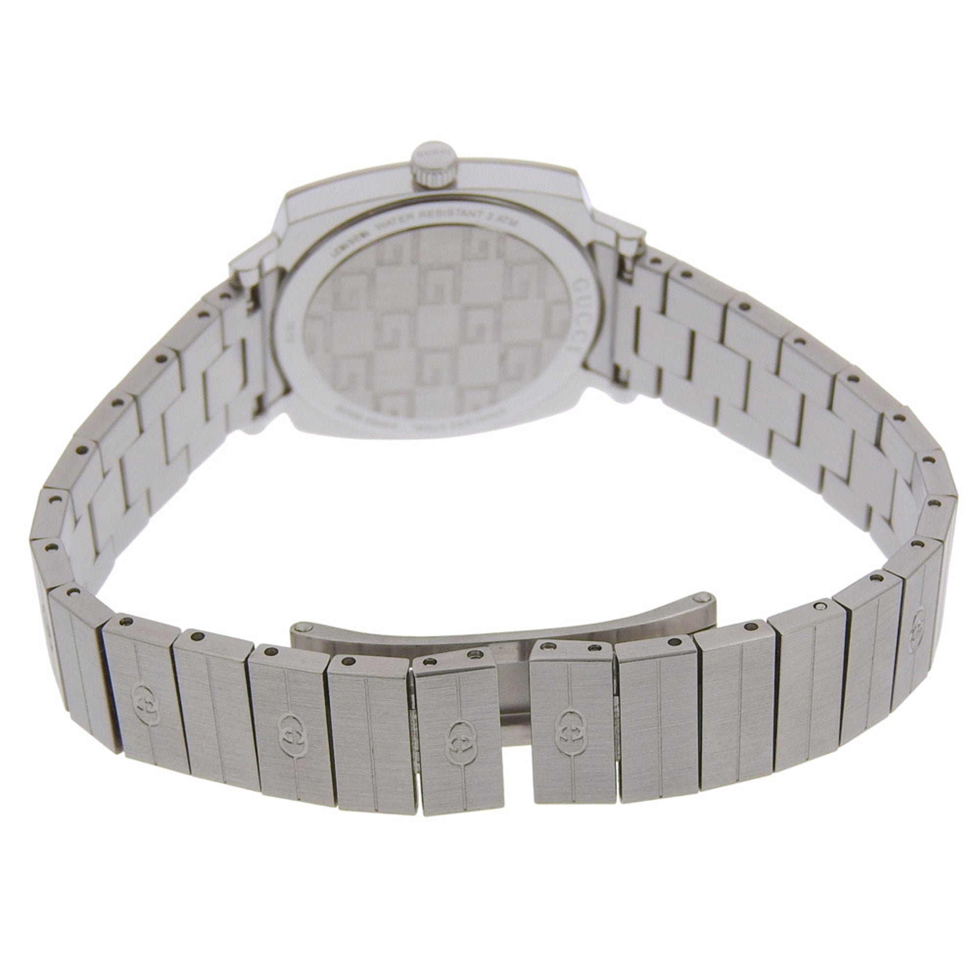 Gucci Grip Watch, Interlocking G, 157.5mm, Stainless Steel, Quartz Movement, Analog Display, White Dial, Women's — Very Good