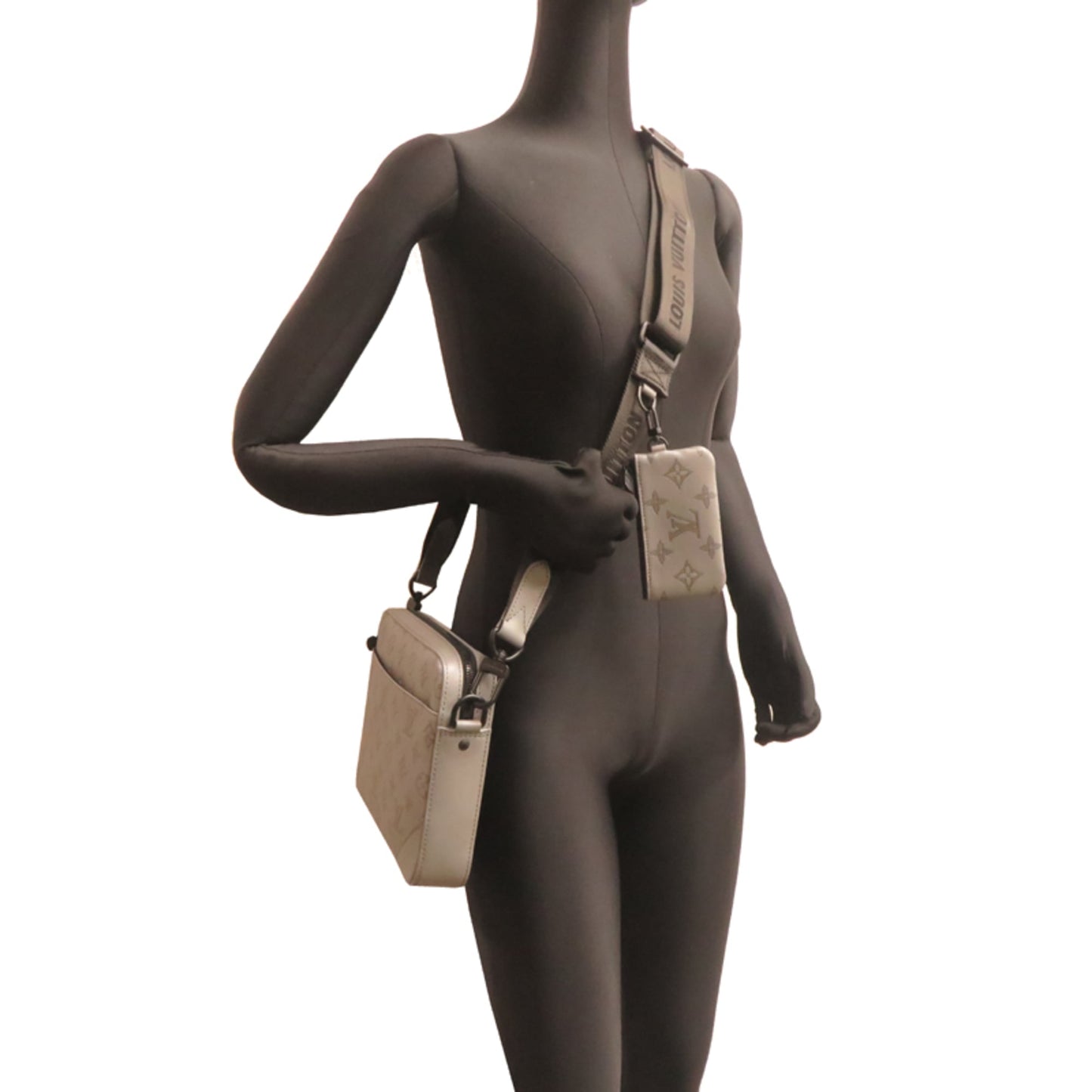 Louis Vuitton Duo Messenger Men's Shoulder Bag M46104 (Discontinued) Monogram Shadow Gray