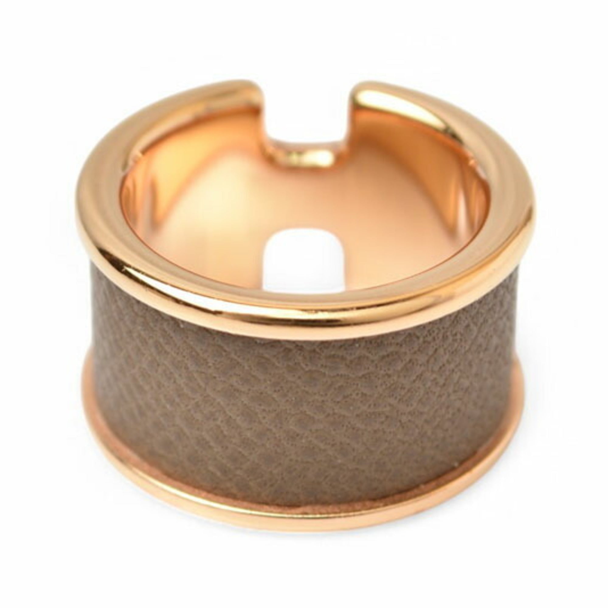 Hermes Ring/Olympe GM HERMES Leather/Metal S Size/Approx. Size 11 Etoupe/Gold — Like New