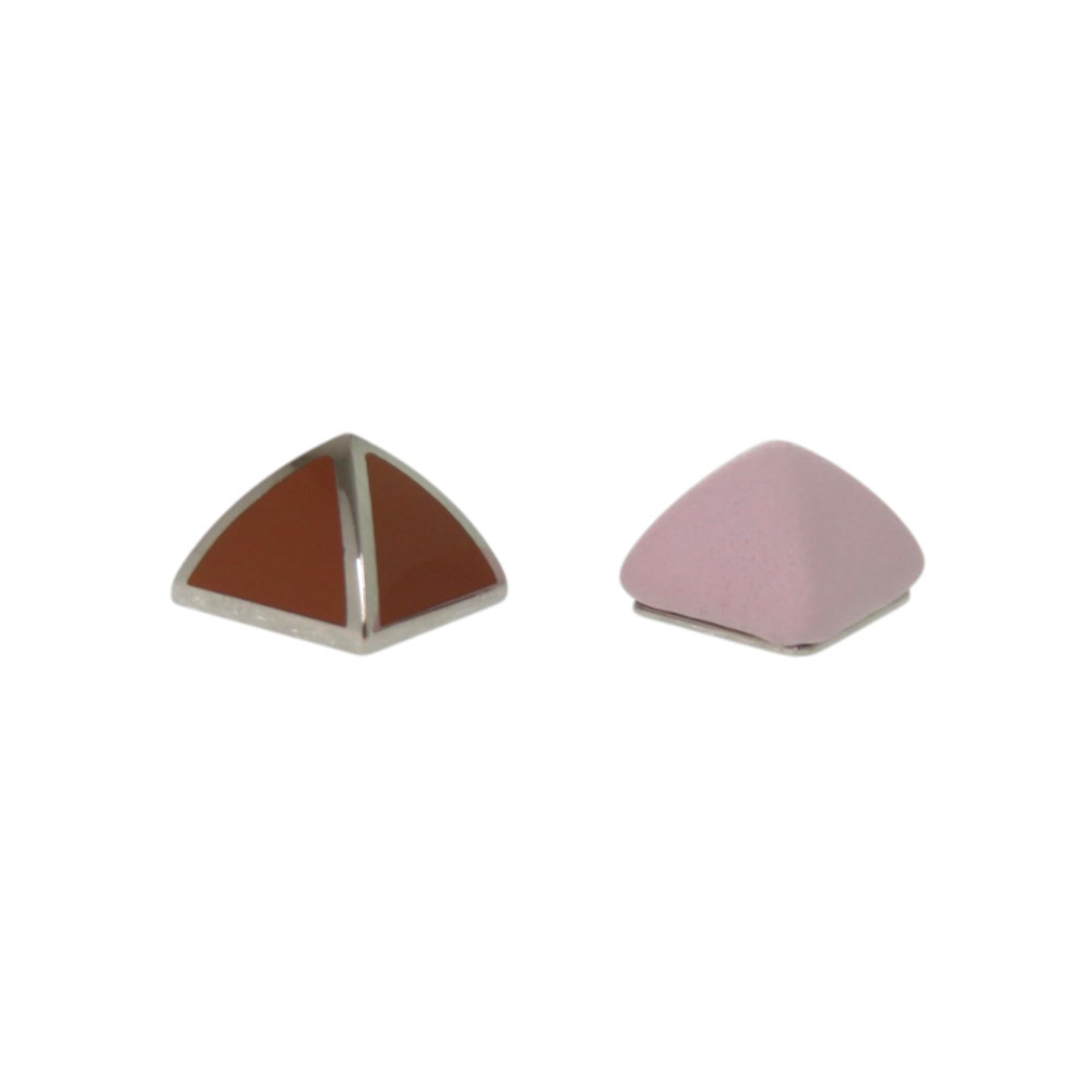 Like new Hermes Medorgaine metal and leather mauve pale earrings 0513 — Like New