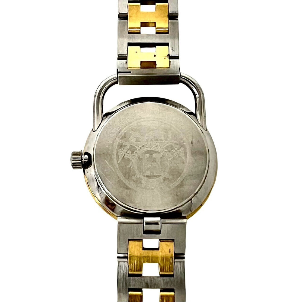 HERMES Arceau H Logo Belt Stainless Steel GP Quartz Wristwatch Silver Gold 34591 — Good