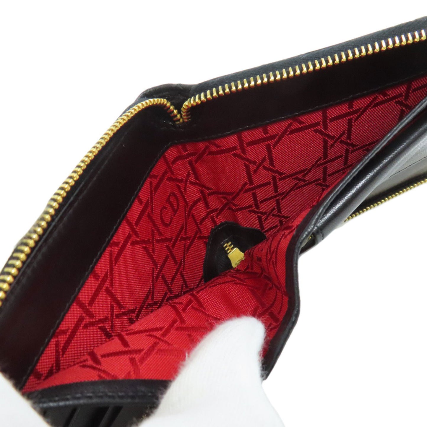 Christian Dior Cannage Bi-fold Wallet Lambskin Women's CHRISTIAN DIOR