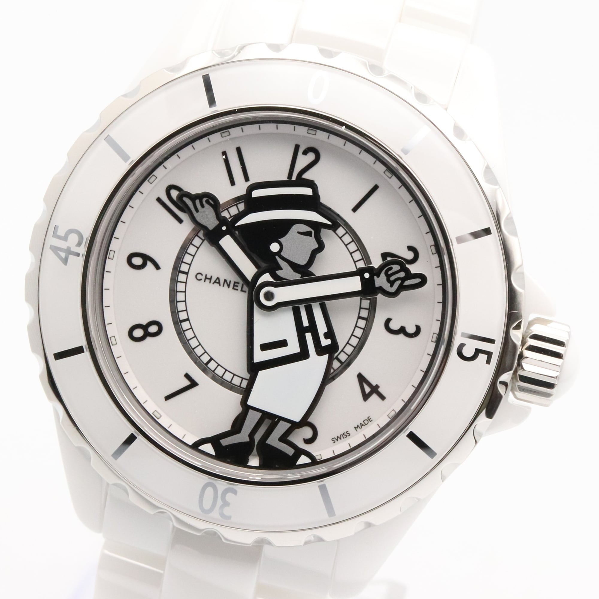 Chanel J12 Mademoiselle Ceramic Watch for Men, White (H5241) — Very Good
