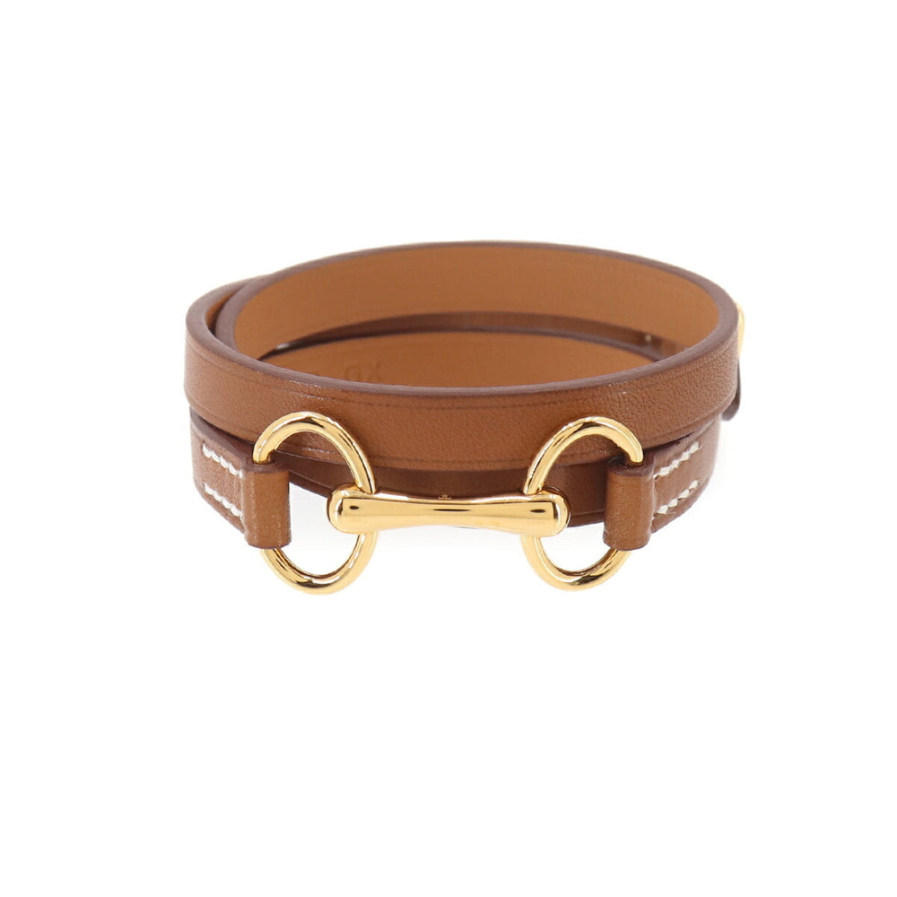 Hermes Triple Tour Bracelet, Leather, Brown, T1 Y Stamp, Gold Hardware — New - Store Return