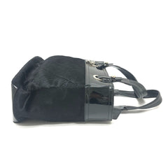 CHANEL A34208 CC Coco Mark Paris-Biarritz PM Enamel x Ponytail Leather Tote Bag Enamel/Ponytail Women's Black — Like New