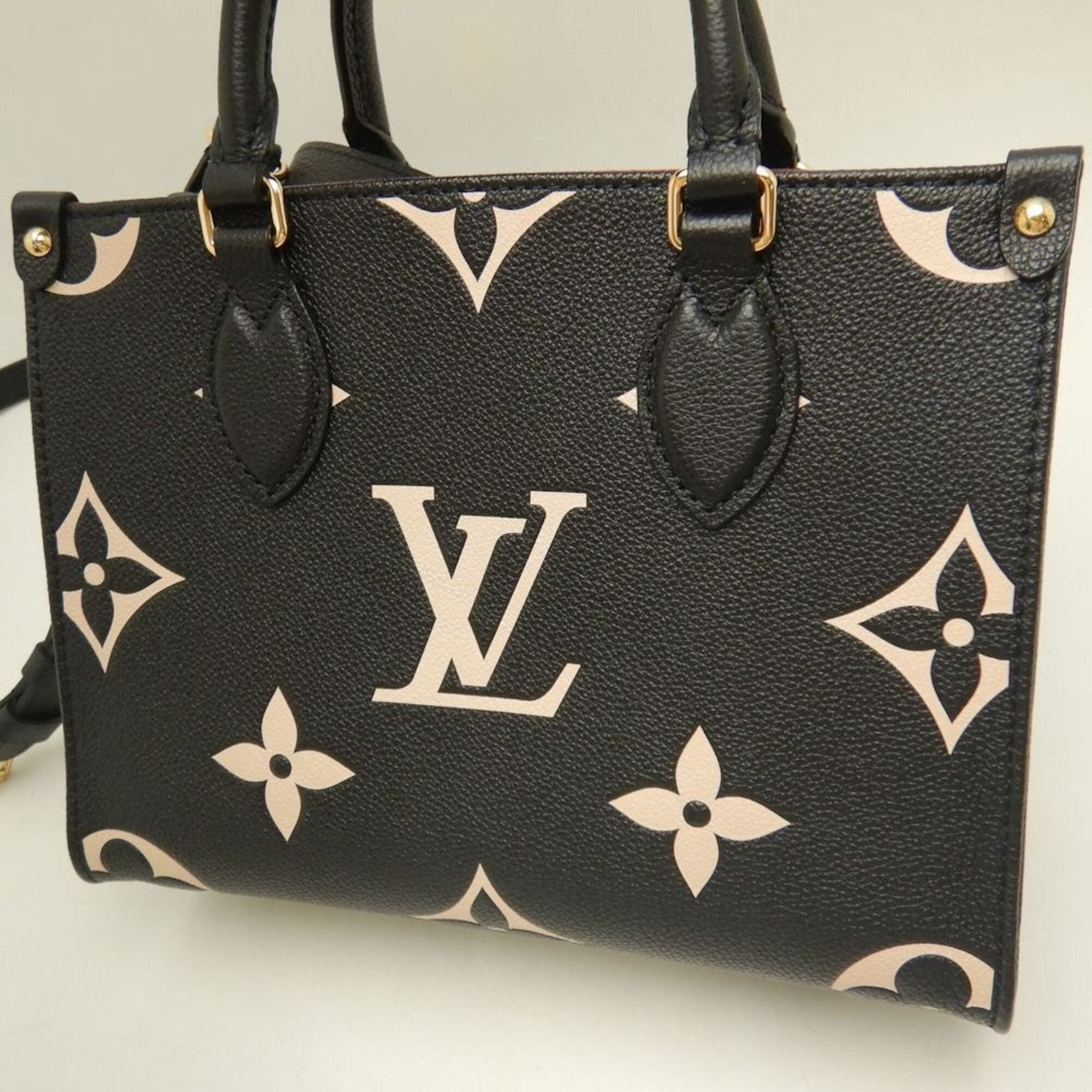 LOUIS VUITTON Louis Vuitton Bicolor Monogram OnTheGo PM M45659 Handbag Black Empreinte Beige Women's 253836 — Like New