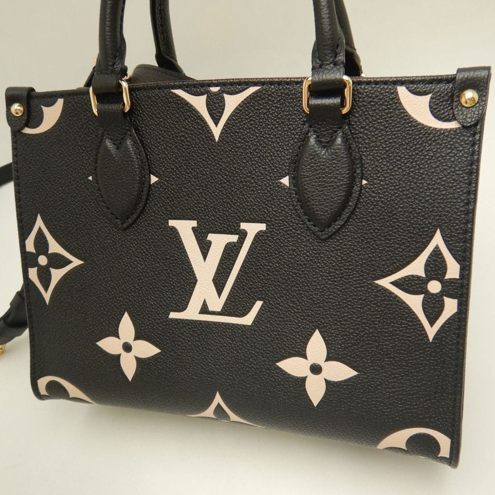 LOUIS VUITTON Louis Vuitton Bicolor Monogram OnTheGo PM M45659 Handbag Black Empreinte Beige Women's 253836 — Like New