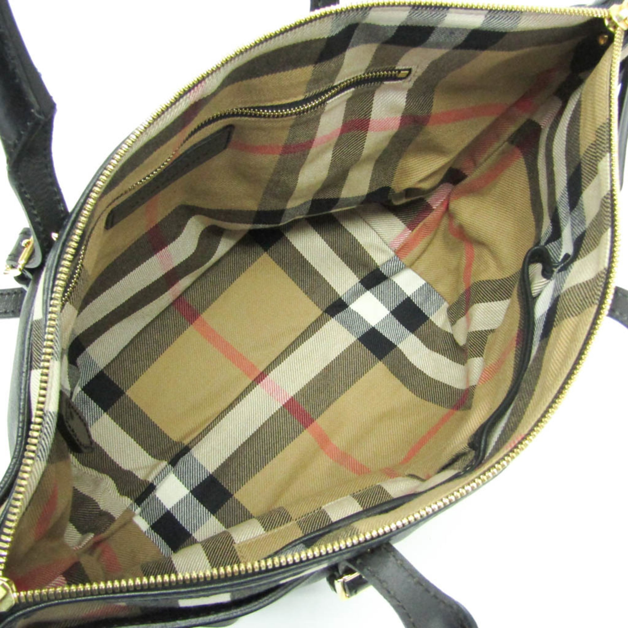 Burberry Salisbury Tote 3903381 Women's Leather,Cotton Canvas Handbag,Tote Bag Beige,Black