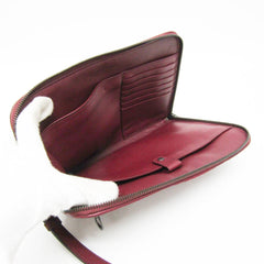 Bottega Veneta Intrecciato 493190 Men,Women Leather Clutch Bag Wine — Like New