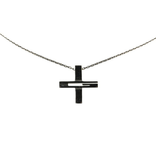 Gucci Cutout G Cross Pendant Necklace 228363 SV925 Silver Ruthenium Women's GUCCI