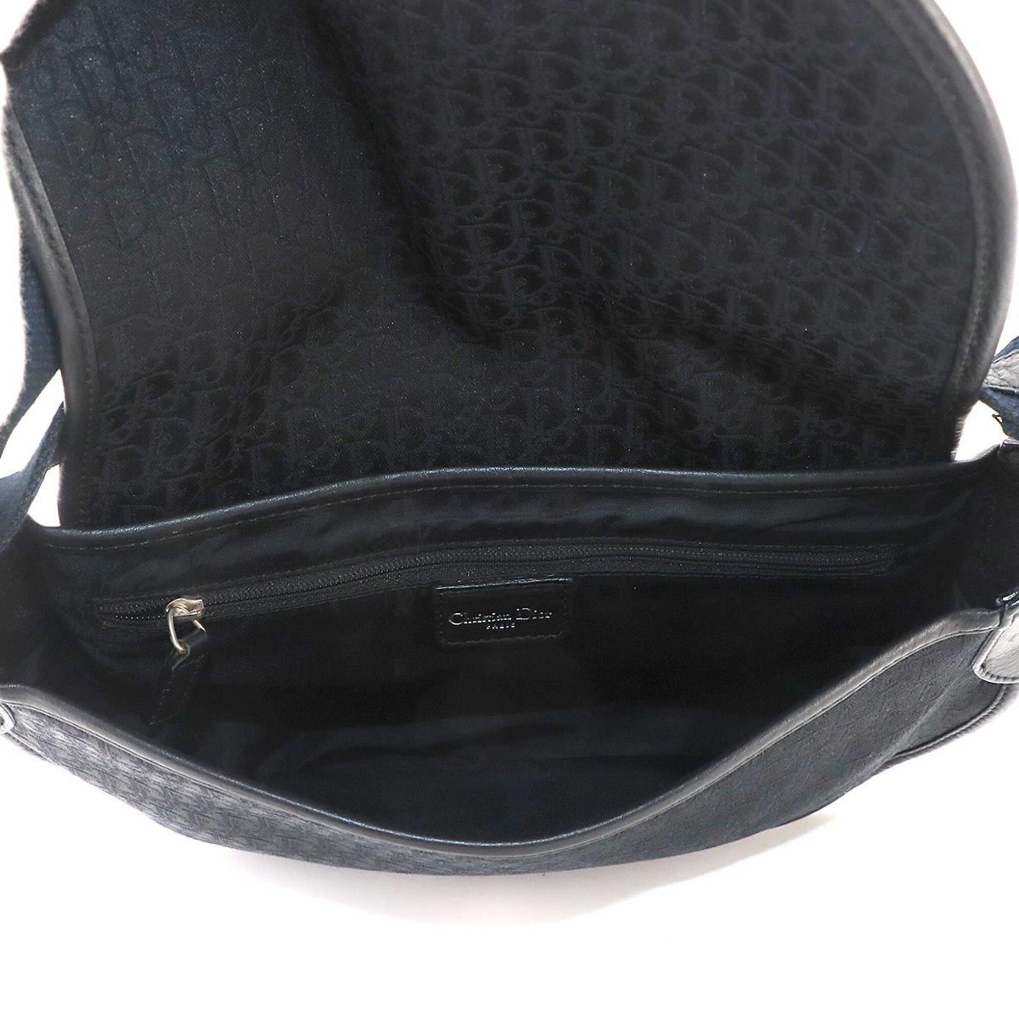 Christian Dior Trotter Street Chic Shoulder Handbag, Canvas and Leather, Black/Navy — Like New