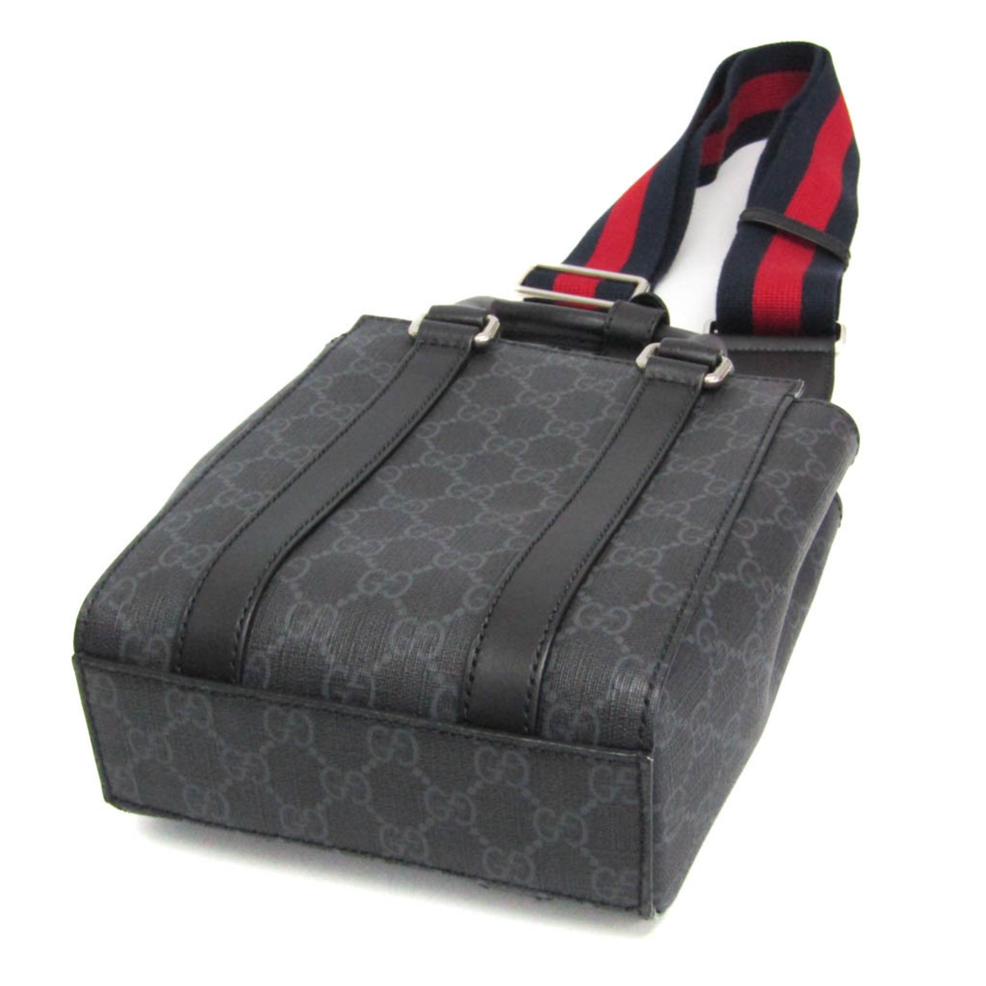 Gucci 696010 Men,Women GG Supreme,Leather Handbag,Shoulder Bag Black — Like New