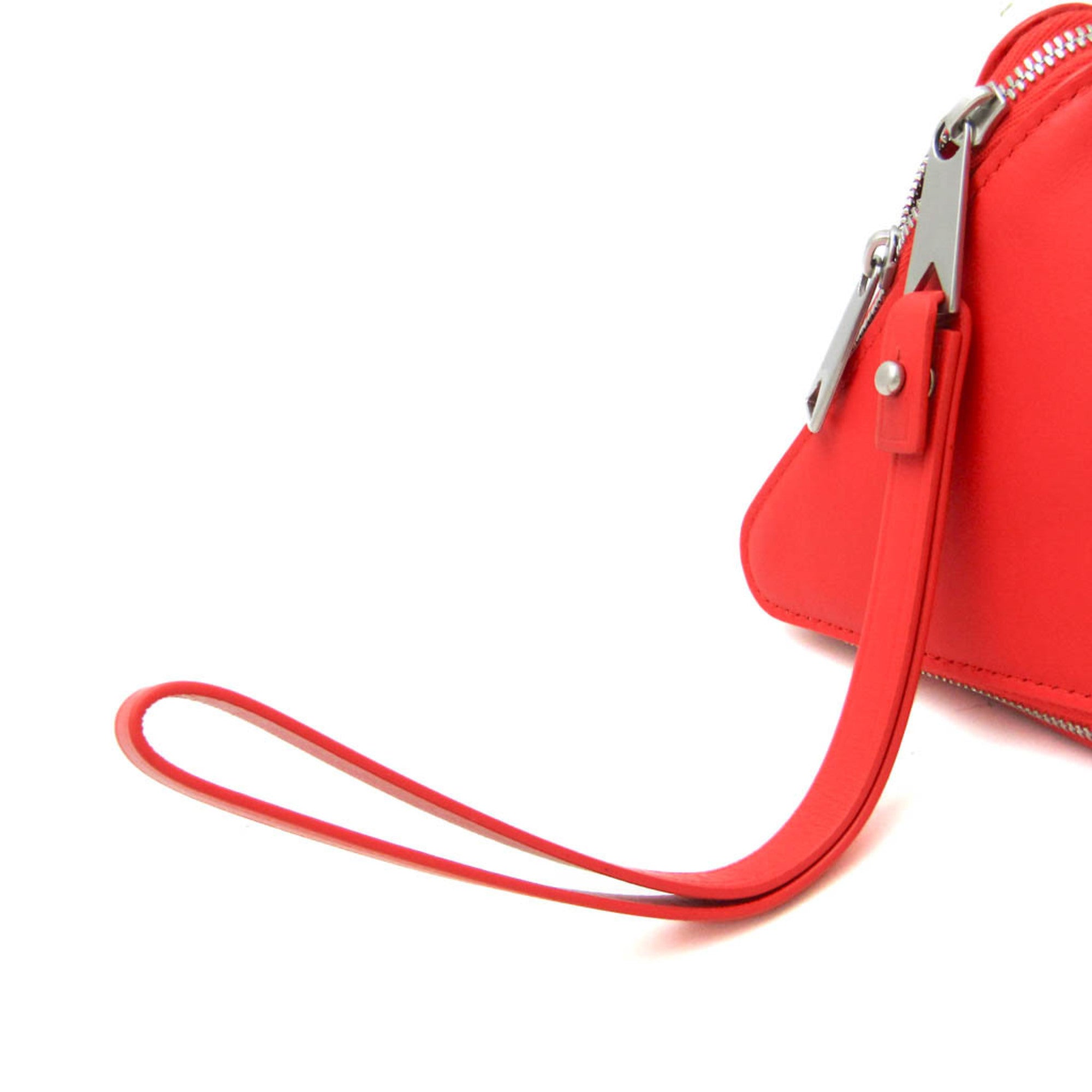 Bottega Veneta Intrecciato Pyramid 666769 Women's Leather Pouch Red Color — Like New