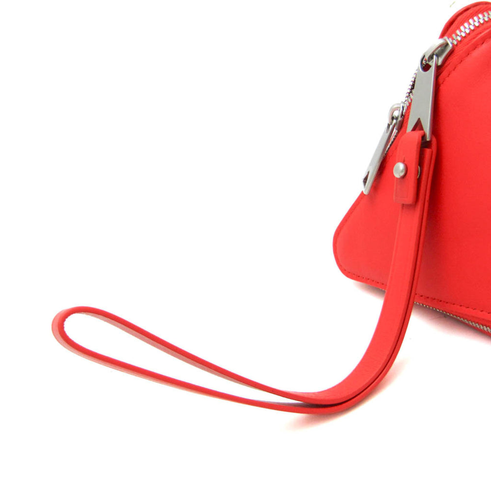 Bottega Veneta Intrecciato Pyramid 666769 Women's Leather Pouch Red Color — Like New