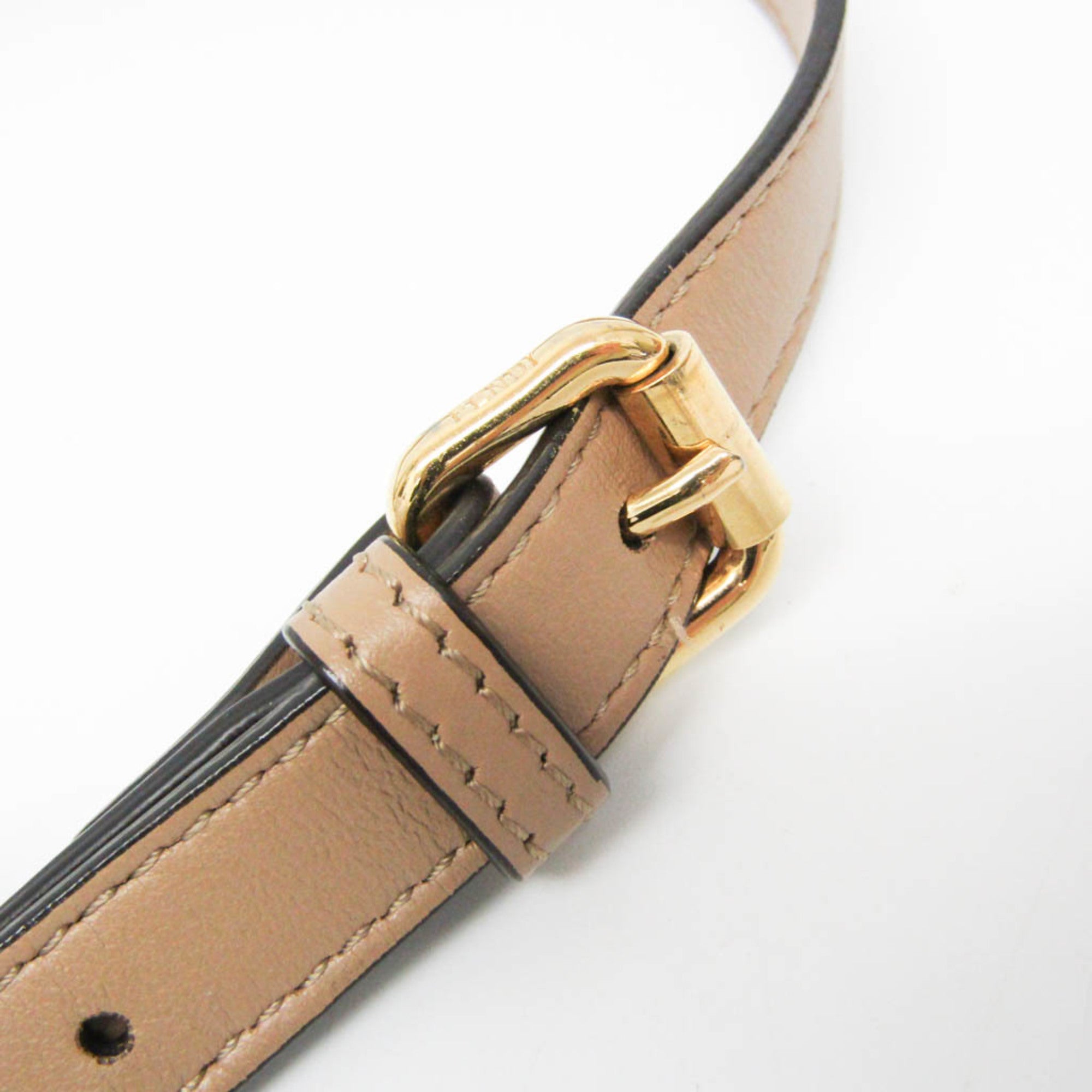 Fendi Pochette Cam 8BS019 Women's Leather Shoulder Bag Beige,Yellow