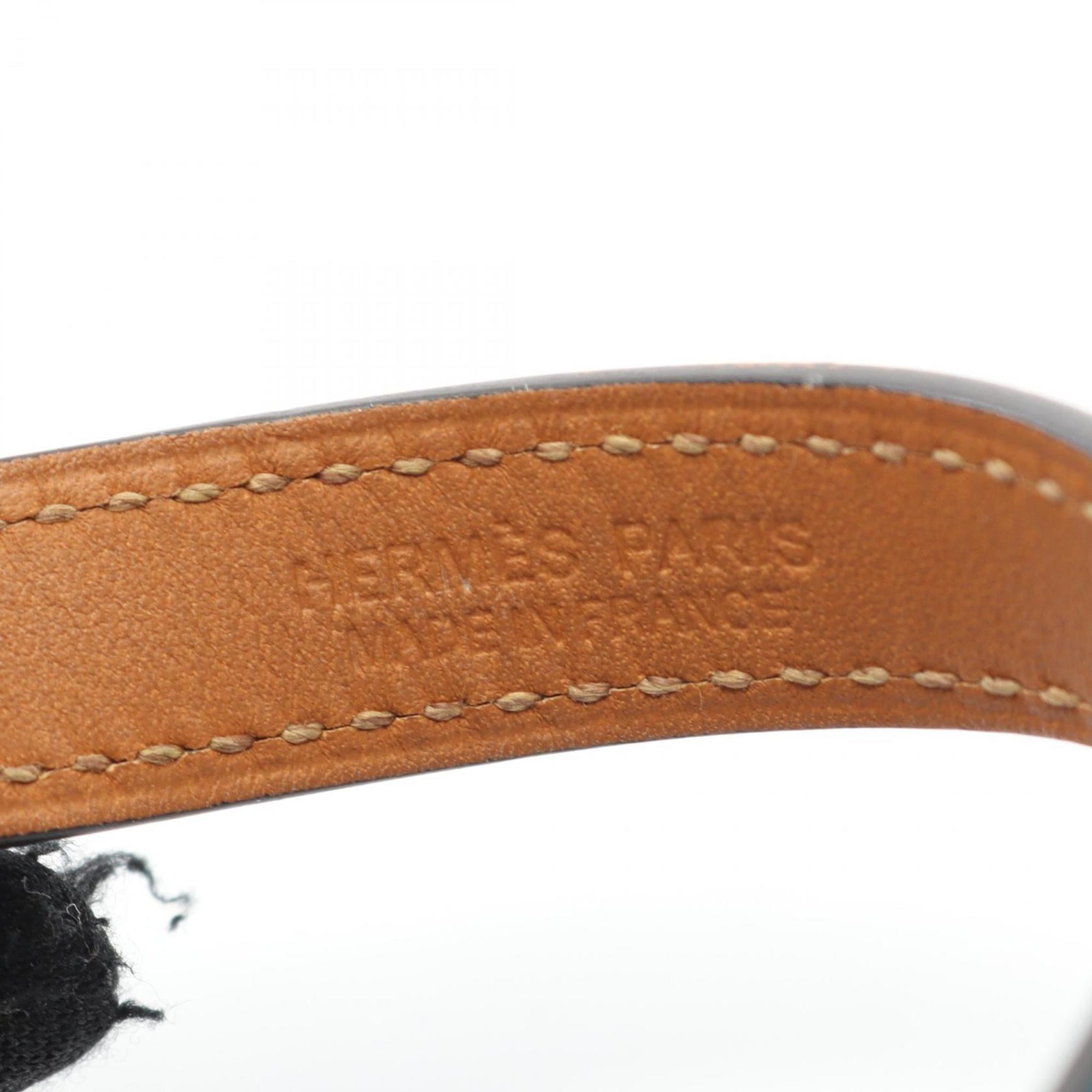 Hermes Hermès Rival Double Tour Bracelet, Leather, GP (Gold Plated), Women's, Blue, Gold