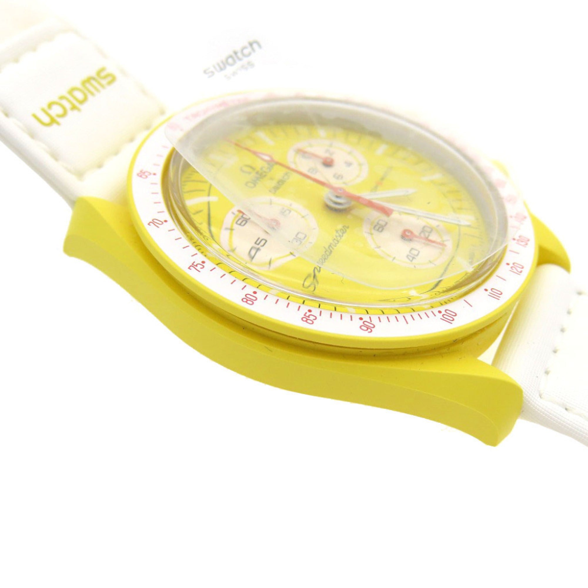 Like new Omega x Swatch Mission to the Sun Speedmaster SO33J100 Quartz Watch with Nylon and Bioceramic Yellow 1302OMEGA S033J100 Men's — Like New