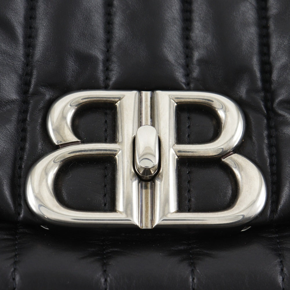 Balenciaga Monaco Shoulder Bag, Quilted, Calfskin, Black, A5 Size, Turn-Lock, Women's, 787896 — Like New
