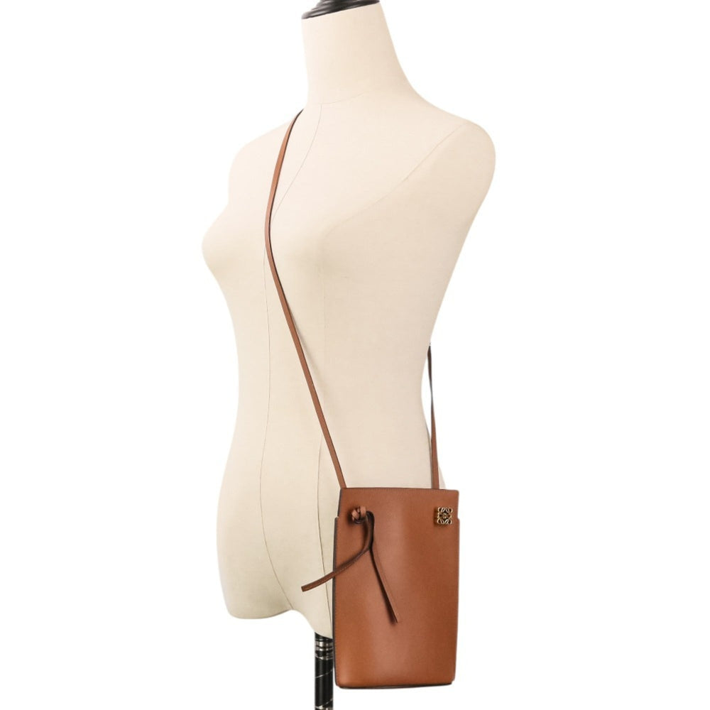LOEWE Anagram Dice Pocket Leather Shoulder Bag 062304 Brown Women's — Like New