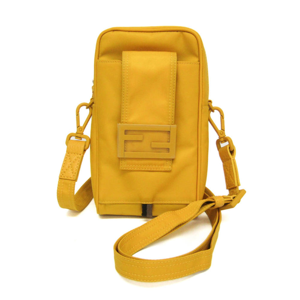 Fendi Baguette Phone Pouch 7AS056 Men,Women Nylon Shoulder Bag Yellow — Like New