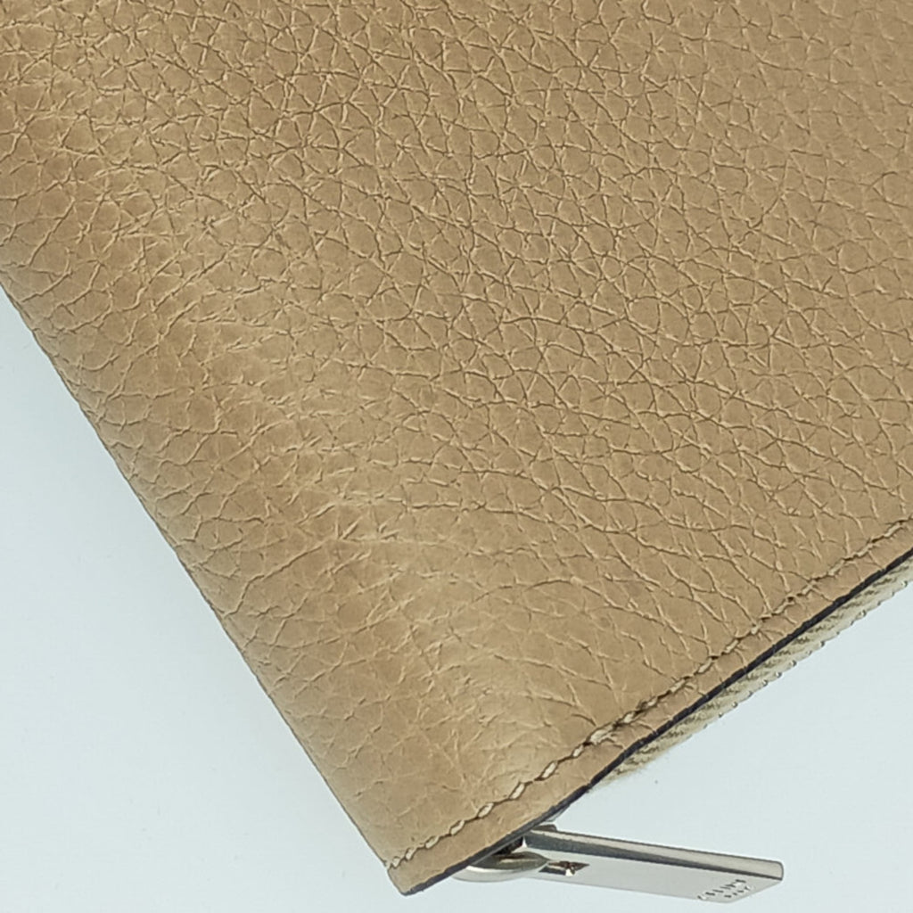 CELINE Long Wallet Large Zipped Beige Orange Red Leather Women's Bicolor Round