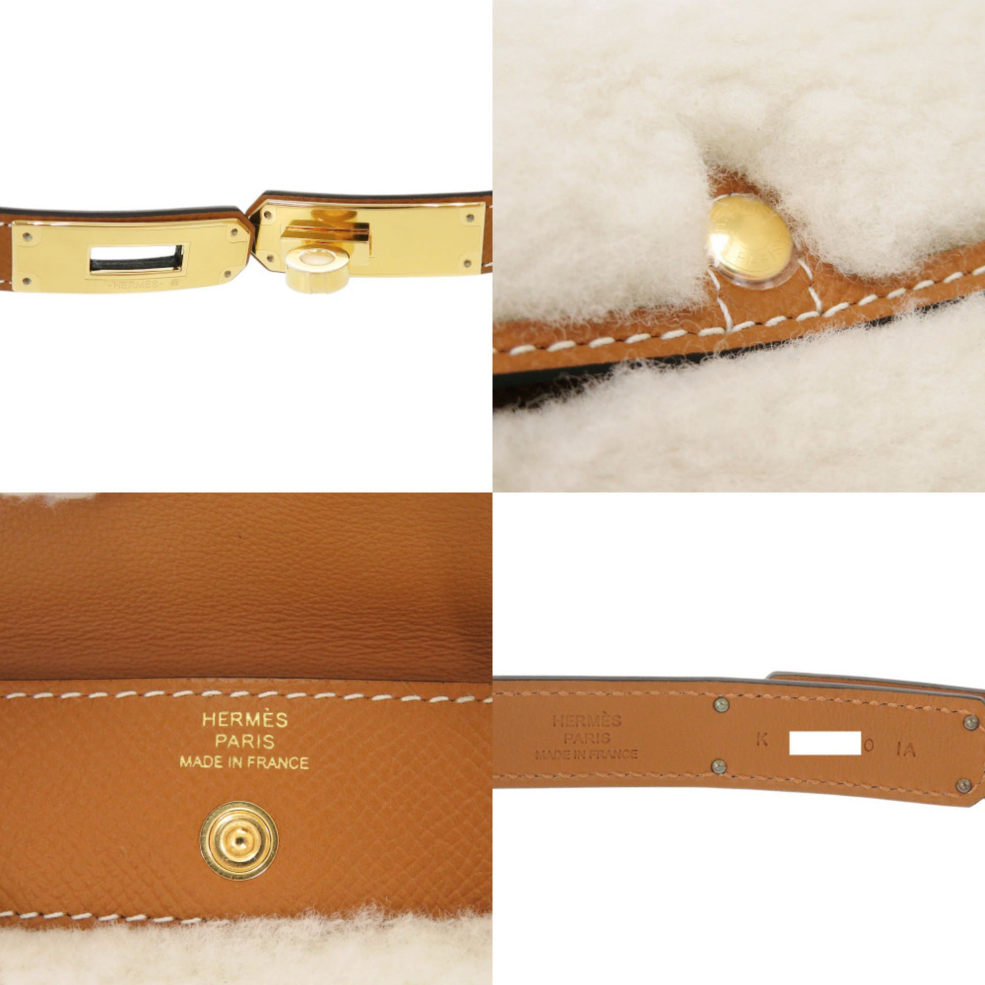 Hermes Kelly Pocket Teddy, Veau Epsom leather, wool, gold hardware, K stamp (made in 2025), waist bag, 0223HERMES — New - Store Return