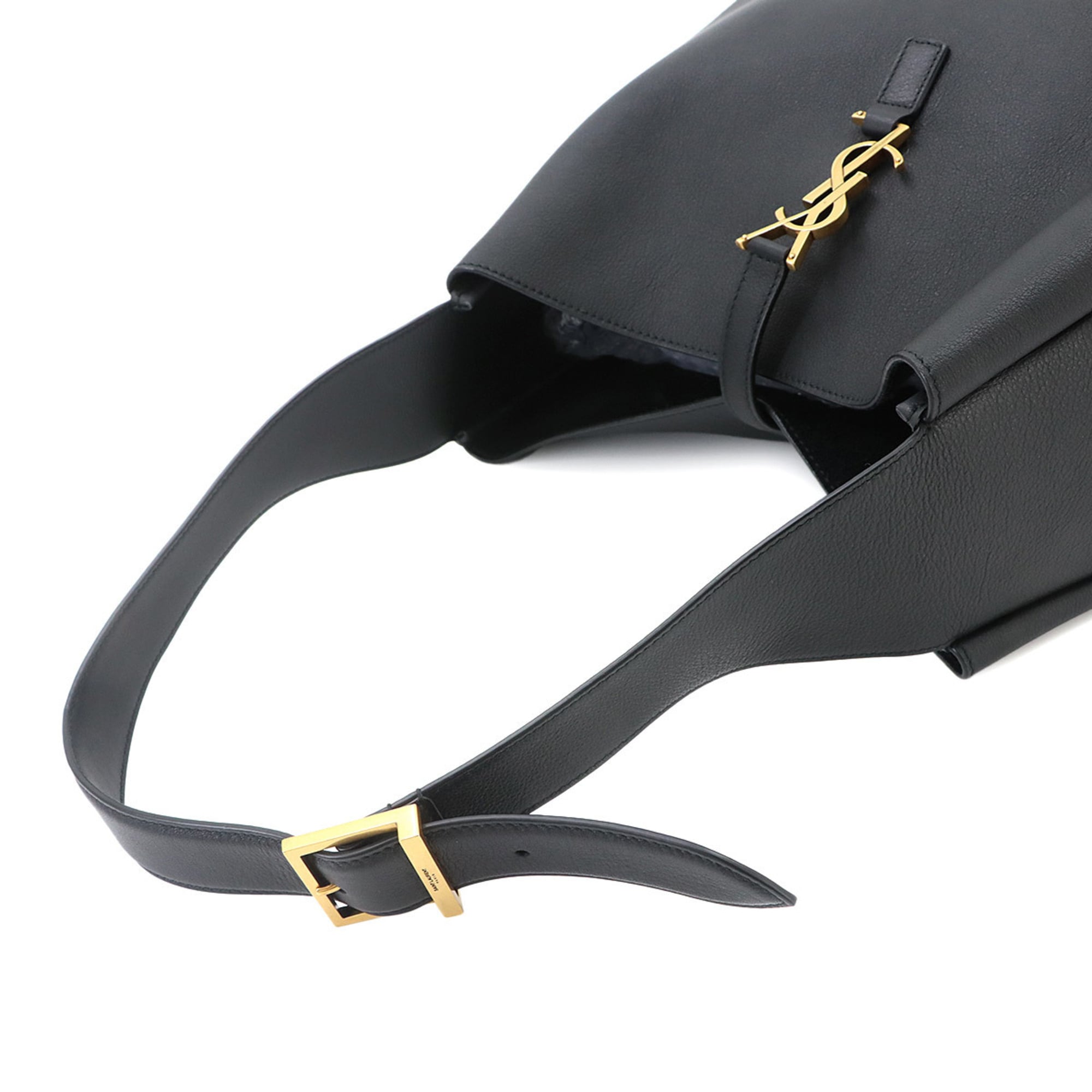 Saint Laurent LE 5 A 7 Soft Large Shoulder Handbag Leather Black 753837 Bag — New - Store Return