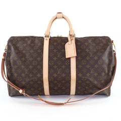 LOUIS VUITTON M41414 Keepall Bandoulière 55 Monogram Canvas Boston Bag, Brown, Made in France, Women's — Like New
