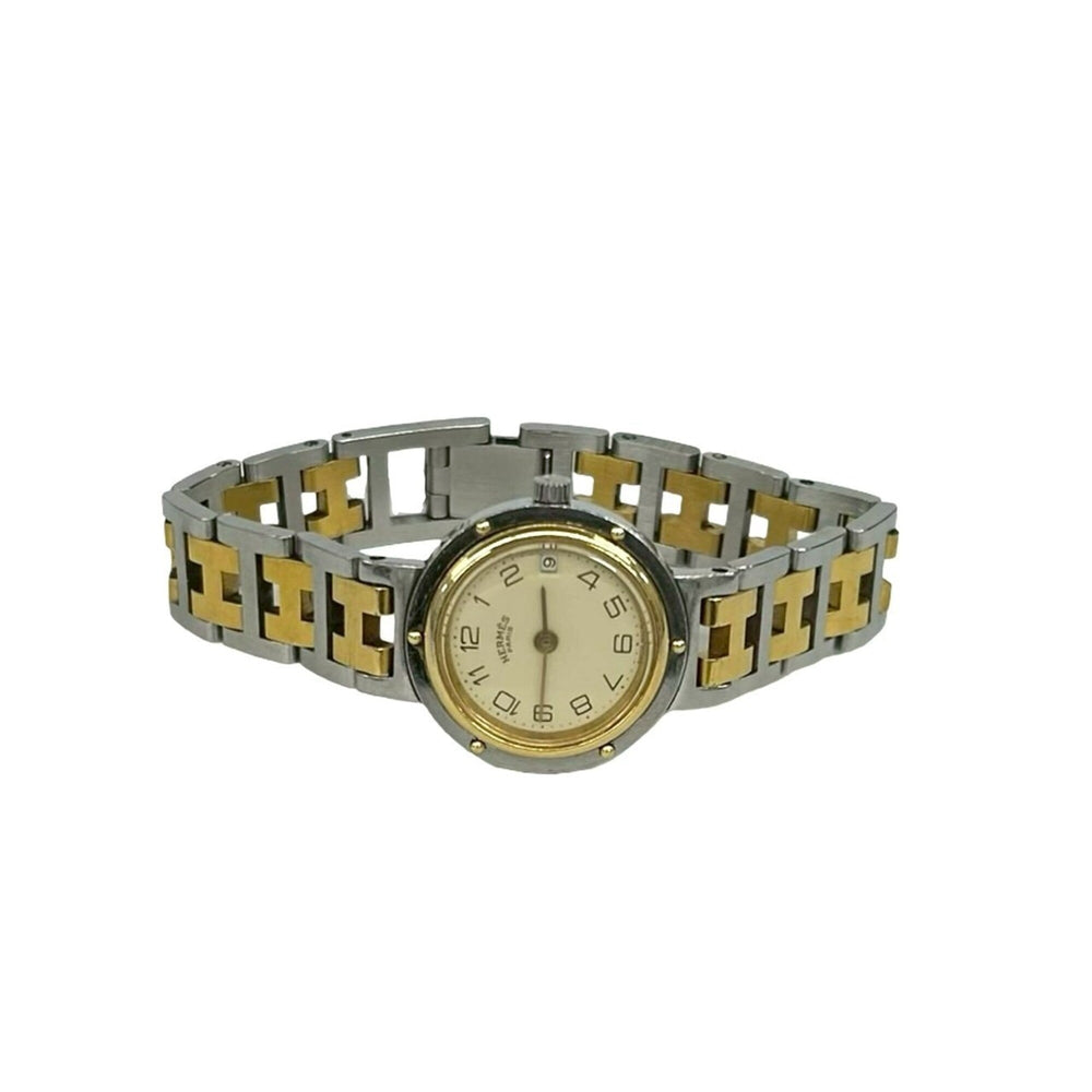 HERMES Vintage Clipper Stainless Steel GP Quartz Wristwatch, Silver/Gold, 29221 — Good