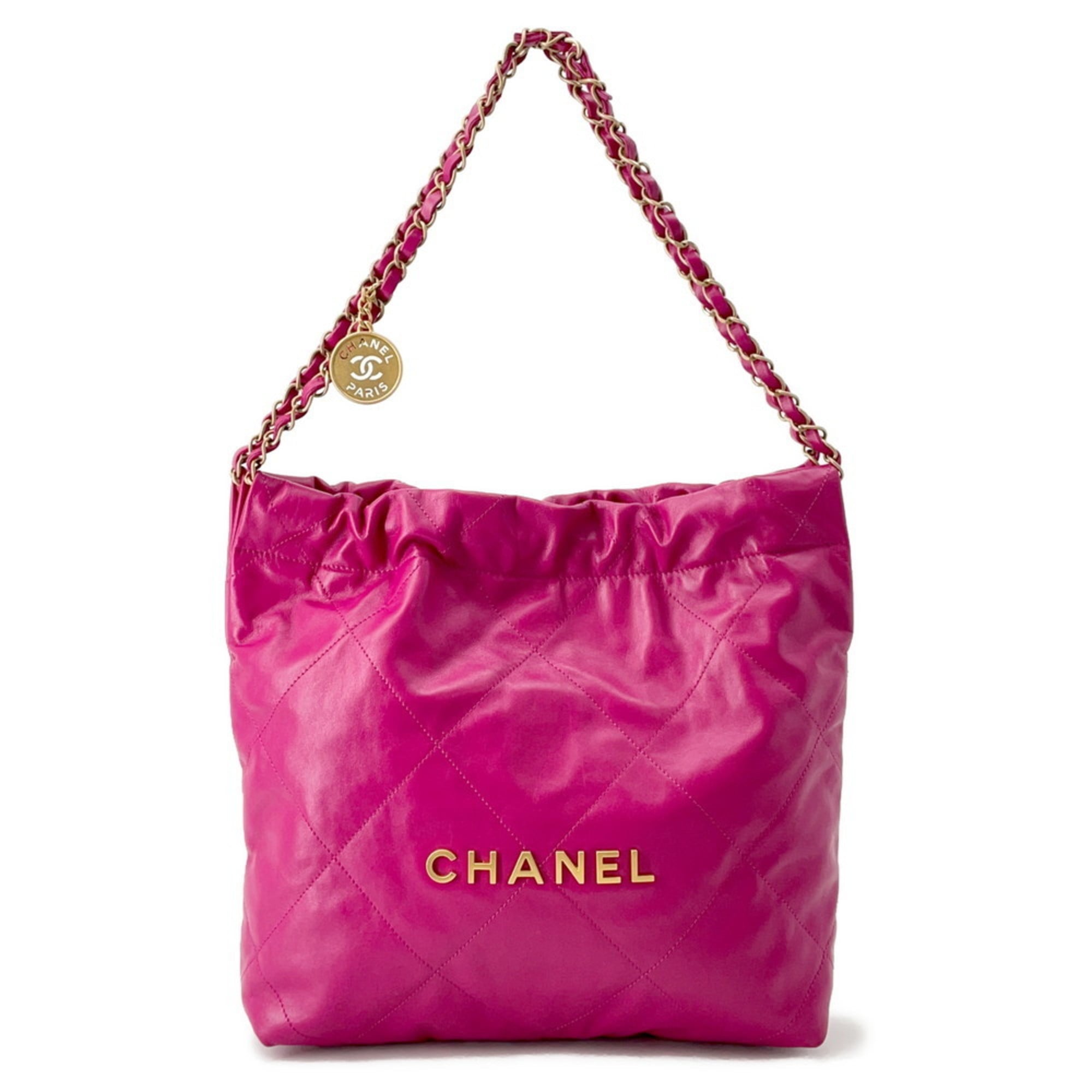 CHANEL Handbag 22 Matelasse Small Shiny Calfskin Leather AS3260