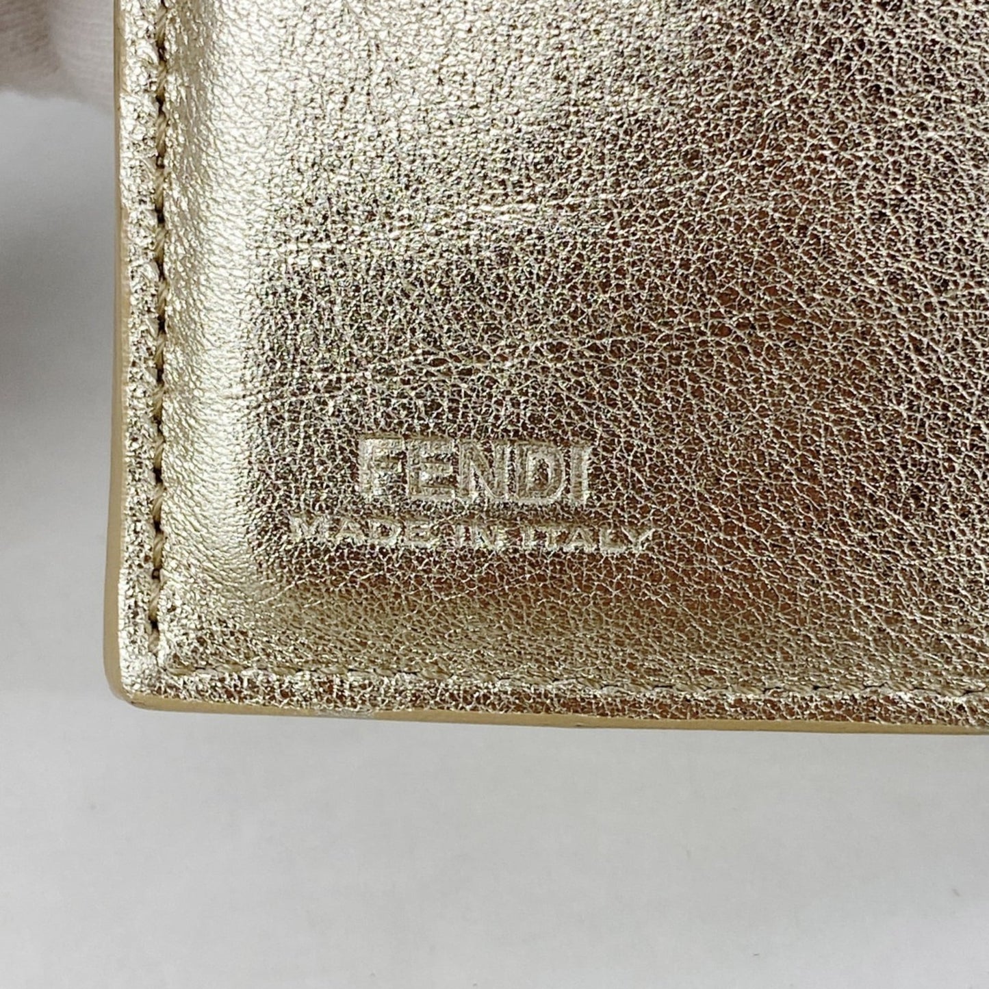 Fendi Tri-fold Wallet Leather Gold Women's