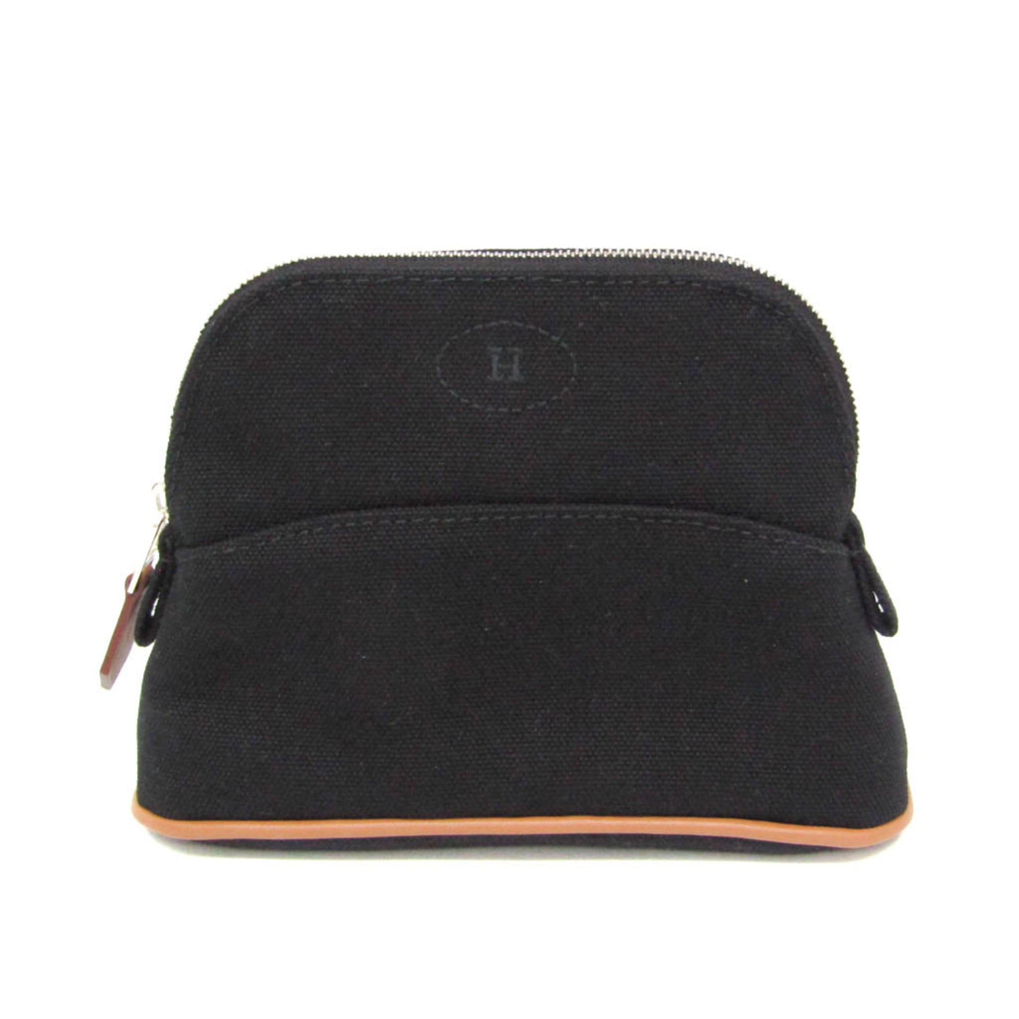 Hermes Bolide Mini Mini Women's Cotton,Leather Pouch Black,Brown — Like New