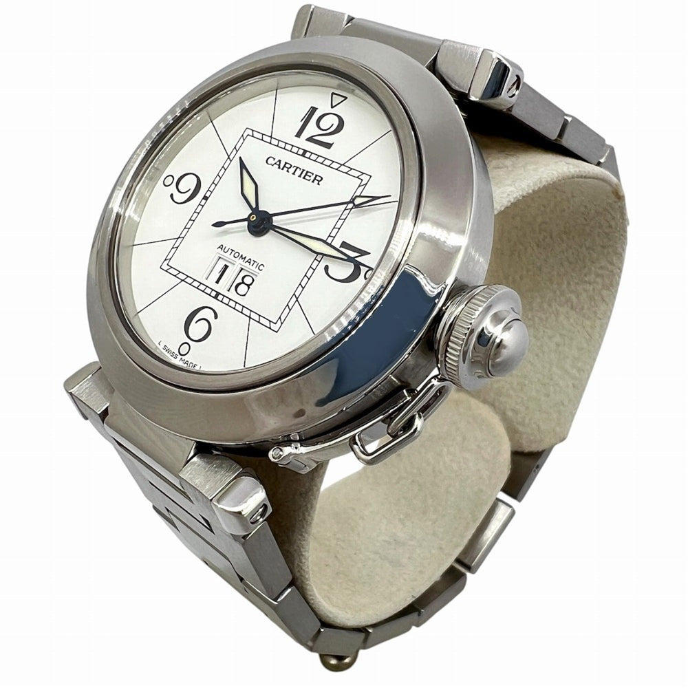 Cartier Pasha C Big Date Stainless Steel White Dial W31055M7 Automatic Watch for Women and Men — Very Good