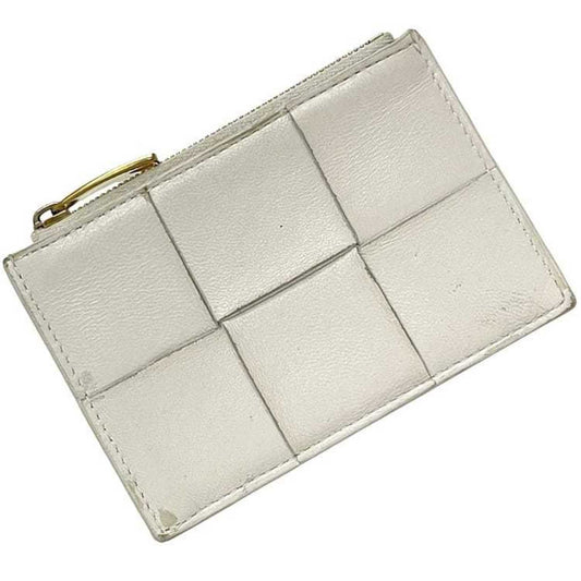 Bottega Veneta Coin Case ec-24609 White Cassette 679843 Purse Leather P01931123D BOTTEGA VENETA Mini Card Holder Intrecciato Pattern Men's Women's