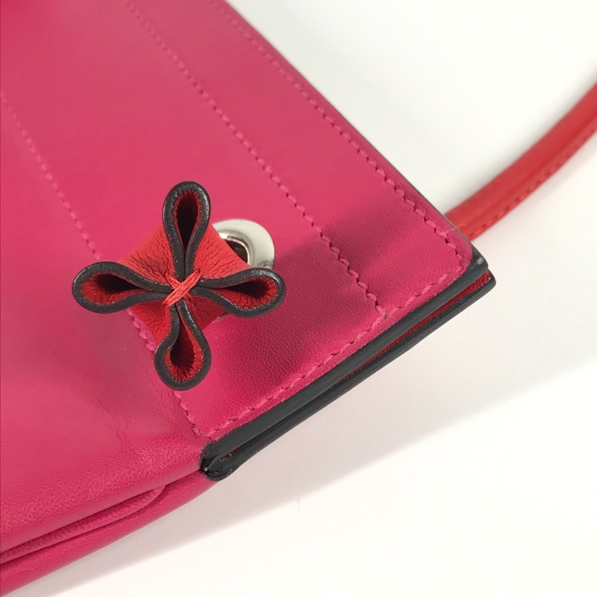 HERMES Bicolor Sac Aline Mini Pochette Shoulder Bag in Pink Leather — Like New