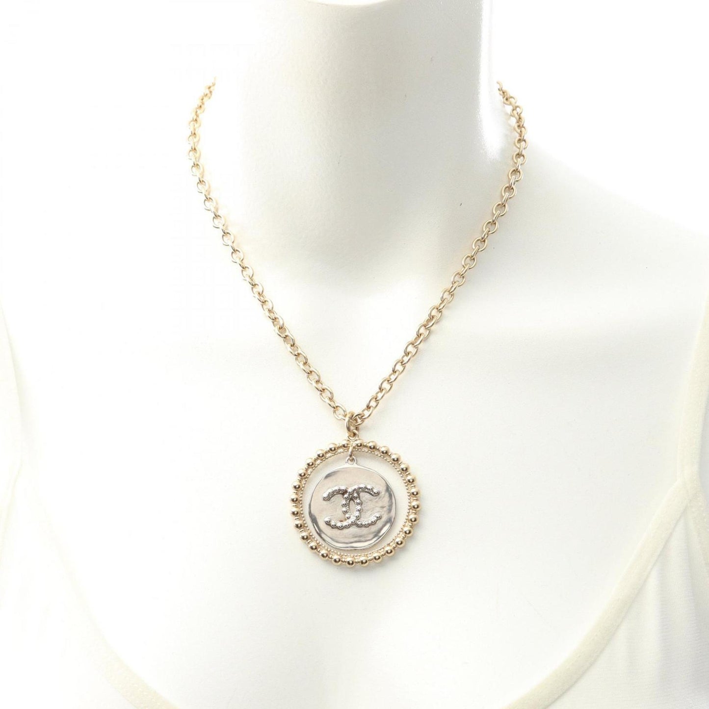 CHANEL Coco Mark Necklace Jewelry GP (Gold Plated) Women's Gold and Silver