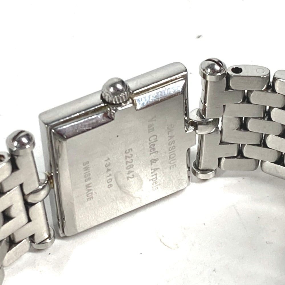 Van Cleef & Arpels 522642 Pink Shell Classic Cale 4P Diamond Square Ladies Watch Stainless Steel M-241220-2 — Very Good