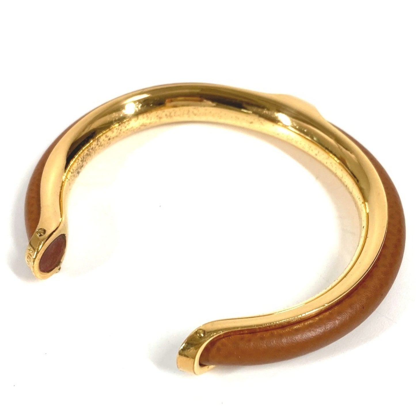 HERMES Hermes Bracelet Bangle Metal/Leather Women's Brown