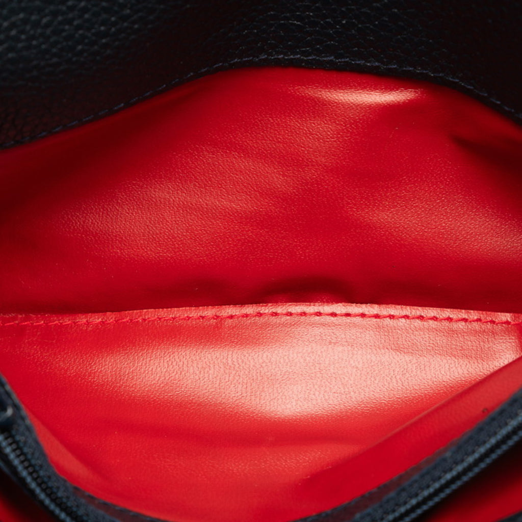 CELINE Circle Long Wallet Black Leather Women's