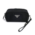 PRADA Tessuto Triangle Pouch, Black, 1NE175 R067 F0002, Women's