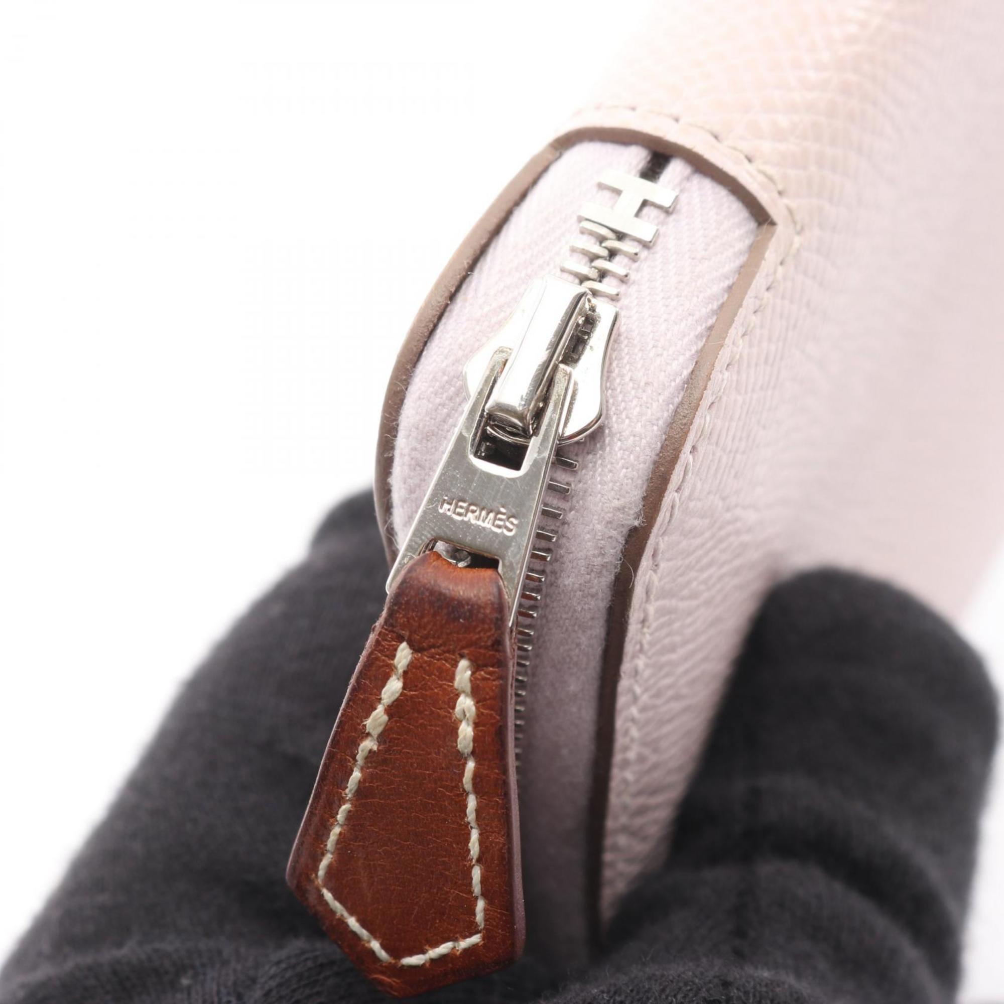 Hermes Hermès Azap Compact Silkin Round Wallet in Calfskin Leather (Cowhide) with Epsom Leather, Pink for Women