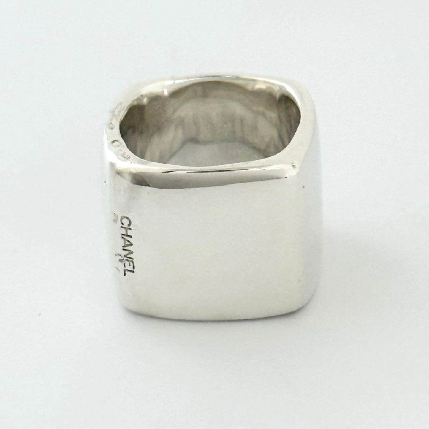 Chanel Vintage Wide Square Ring in 925 Sterling Silver