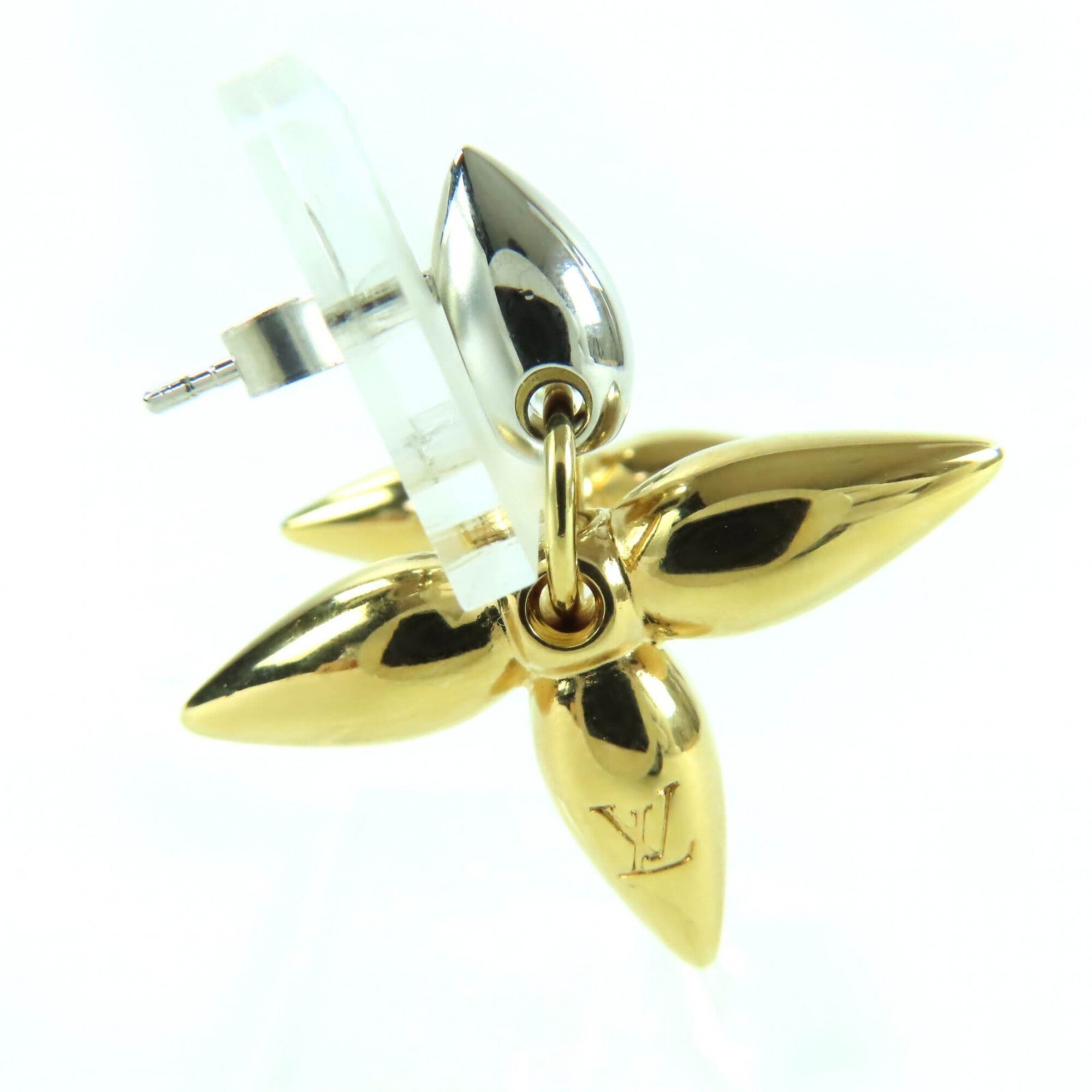 LOUIS VUITTON M00630 Boucles d'Oreilles Louisette pendant earrings, gold and silver, with box dust bag, made in Italy, women's — Like New