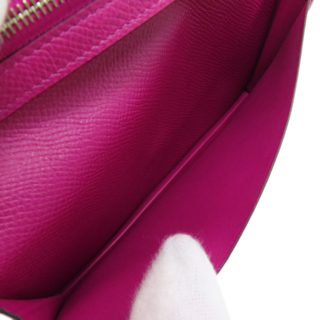 Hermes Hermès Bearn soufflet long wallet in blue indigo and rose purple with silver hardware, Epson, for women.