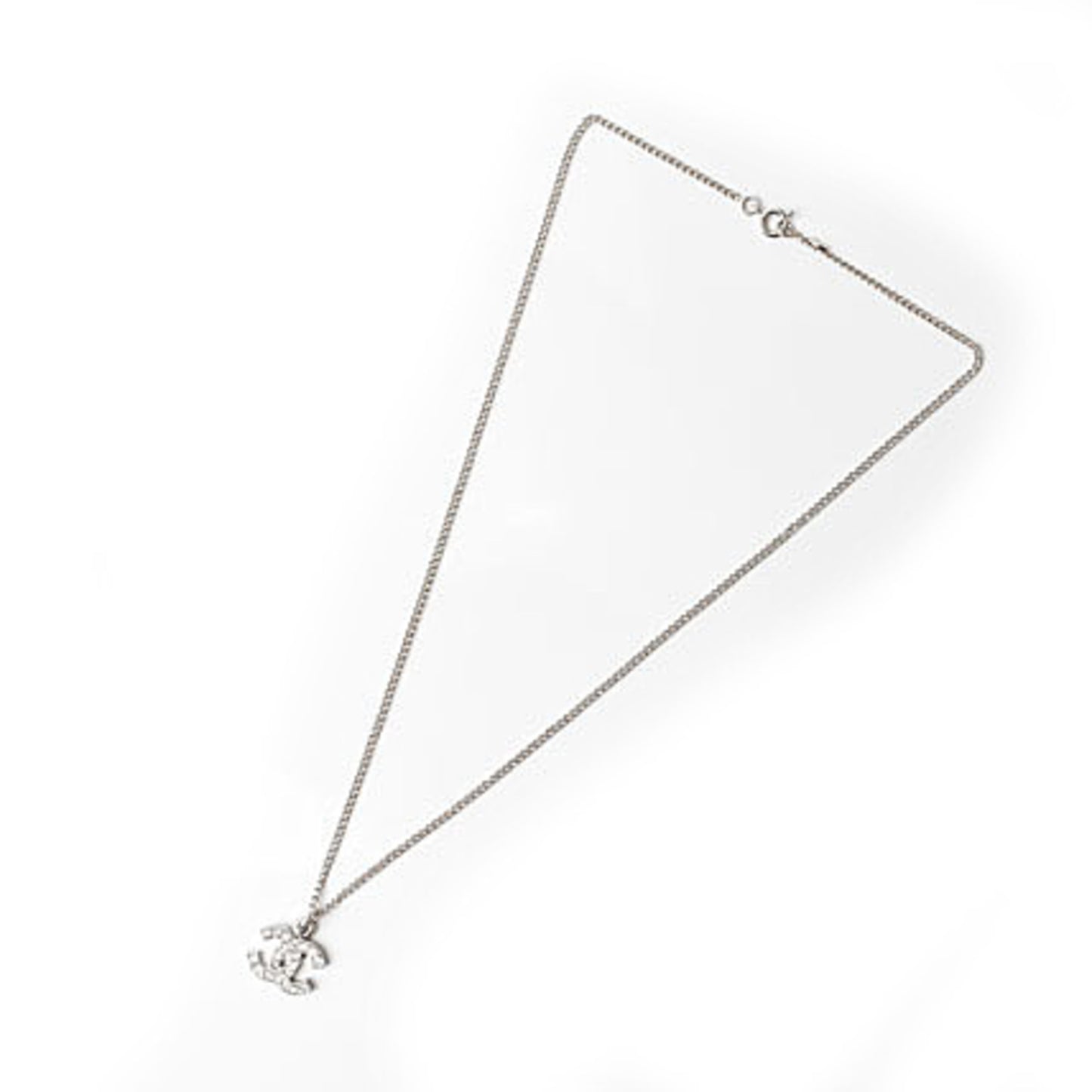 Chanel Necklace Pendant CHANEL Coco Mark CC Rhinestone Silver White